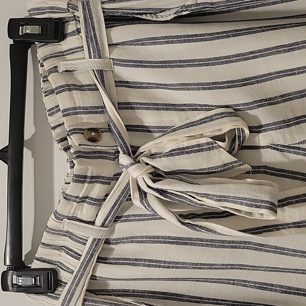 American Eagle Striped Linen-Blend Belted Pants Size M - Picture 4 of 9